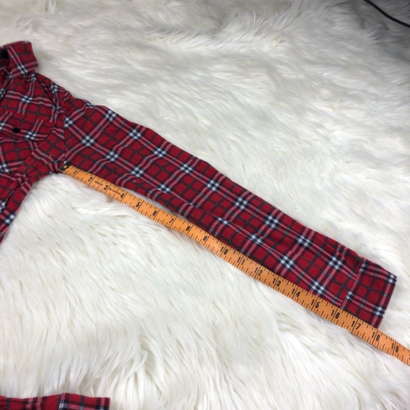 R n B red plaid shirt button down size small top - Picture 7 of 8